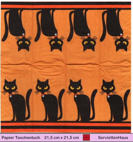 Halloween Katze auf orange - 1 Papier Taschentuch